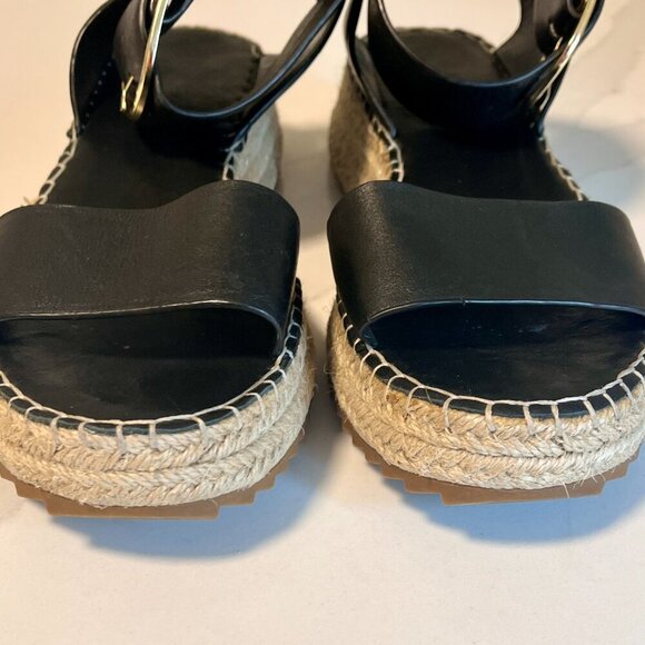 EOS Larah Wedge Espadrille Platform Black Sandal Size 8.5 (39) - Picture 4 of 16